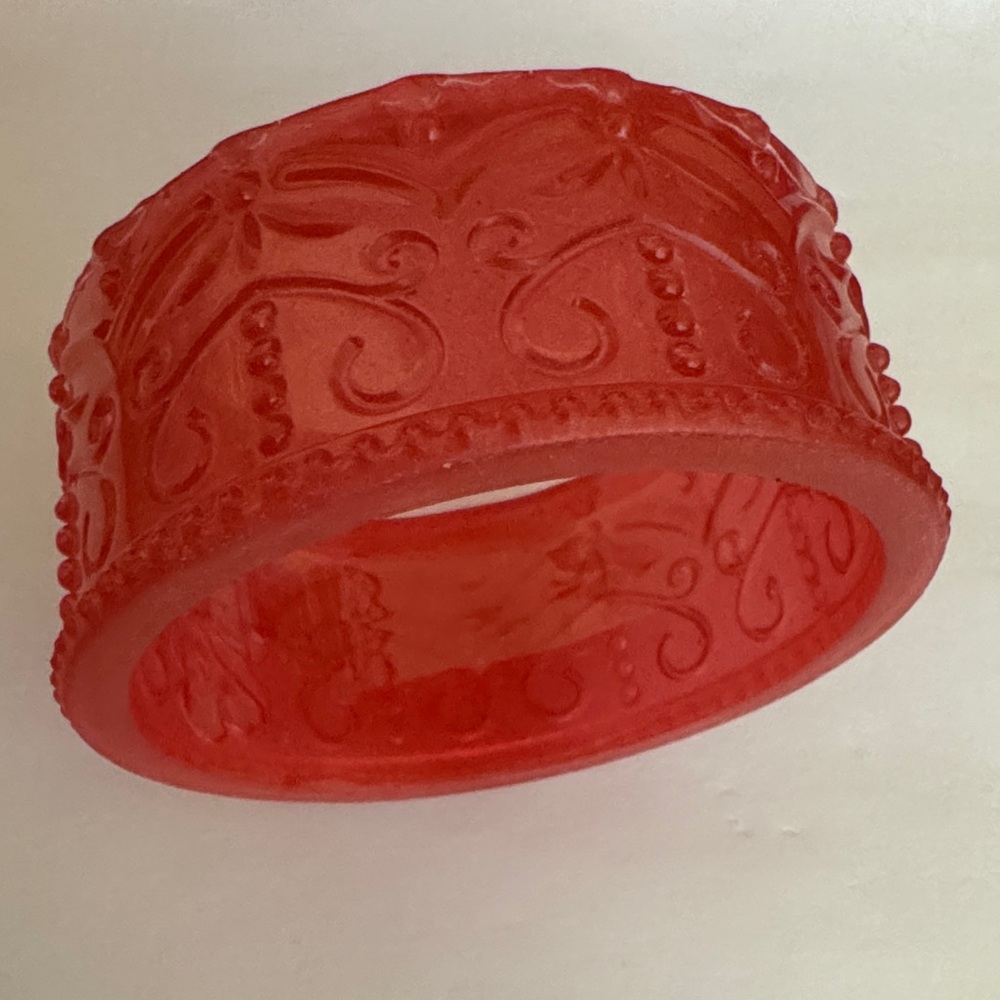 Intricate Red Floral Bangle Bracelet